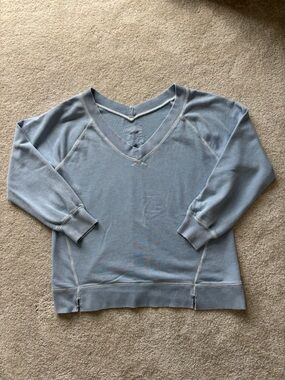 aerie Relaxed V-Neck Sweater in Light Blue